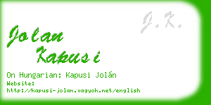 jolan kapusi business card